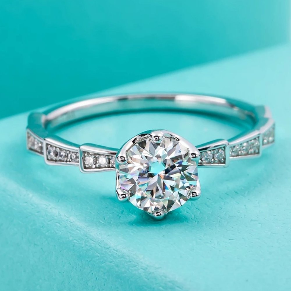 Certified 1ct. t.w. Moissanite Diamond Engagement Ring NEW E